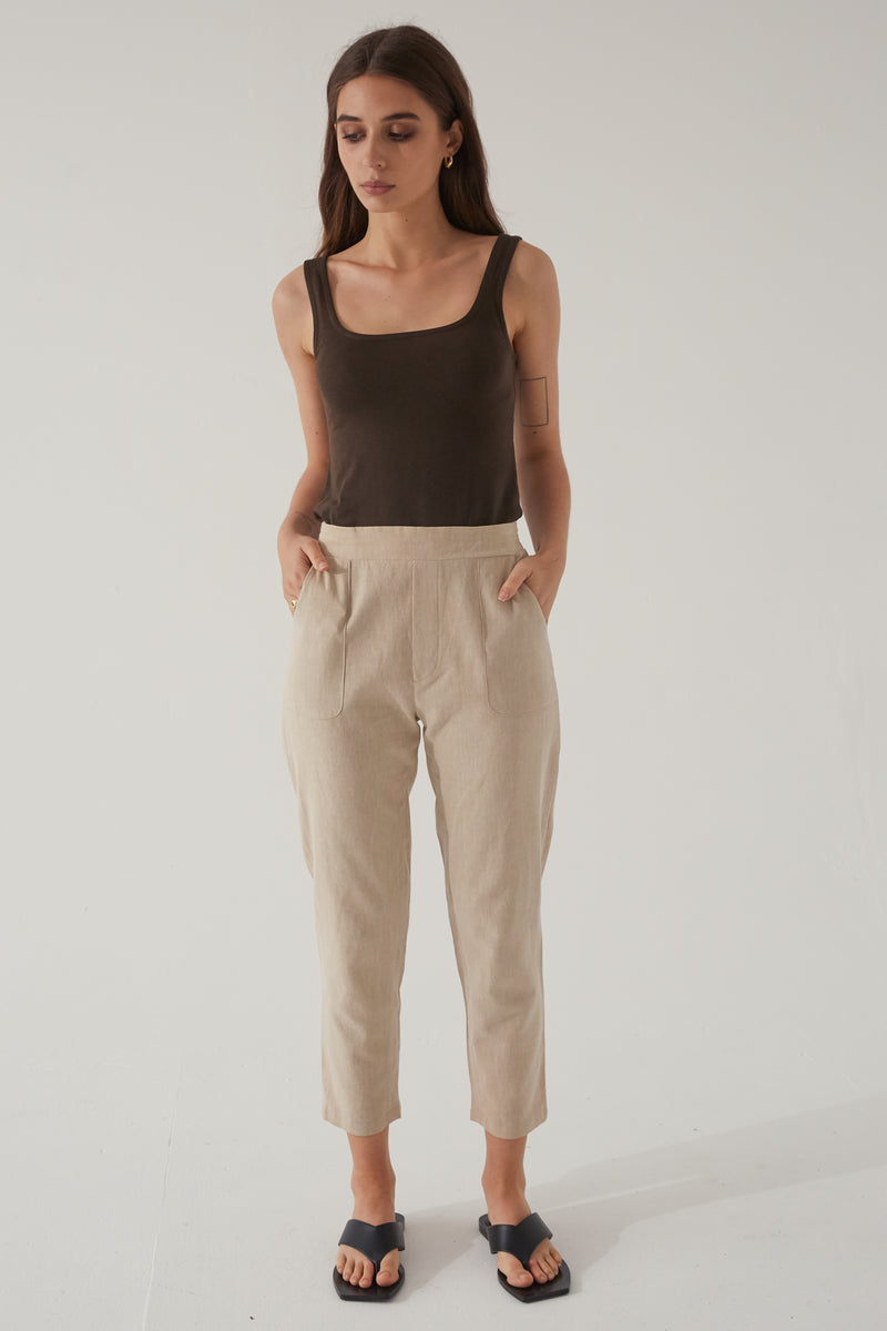 High Waisted Linen Pant - Almina Concept
