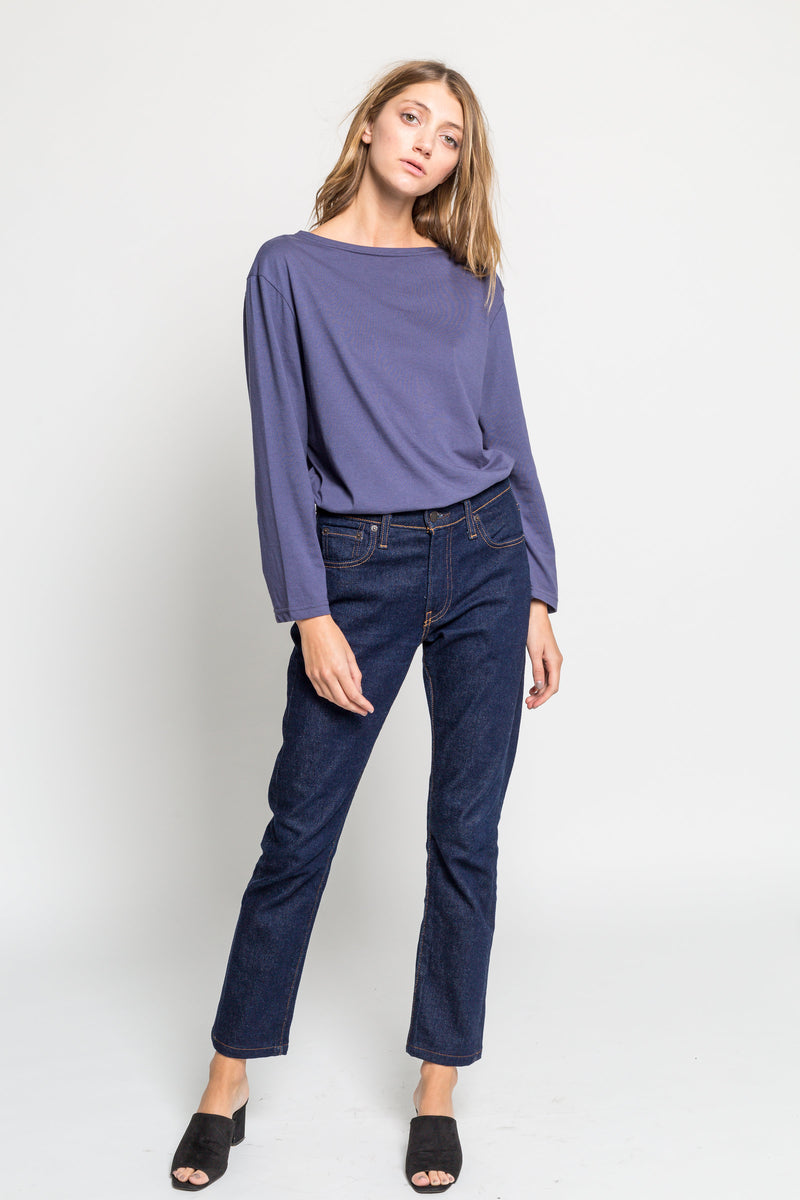 Relaxed Boatneck Long Sleeve Top - Almina Concept