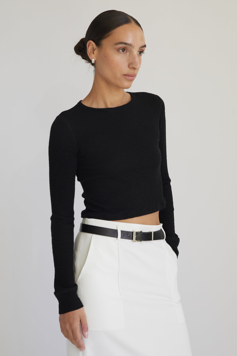 Cropped Fitted Long Sleeve Top