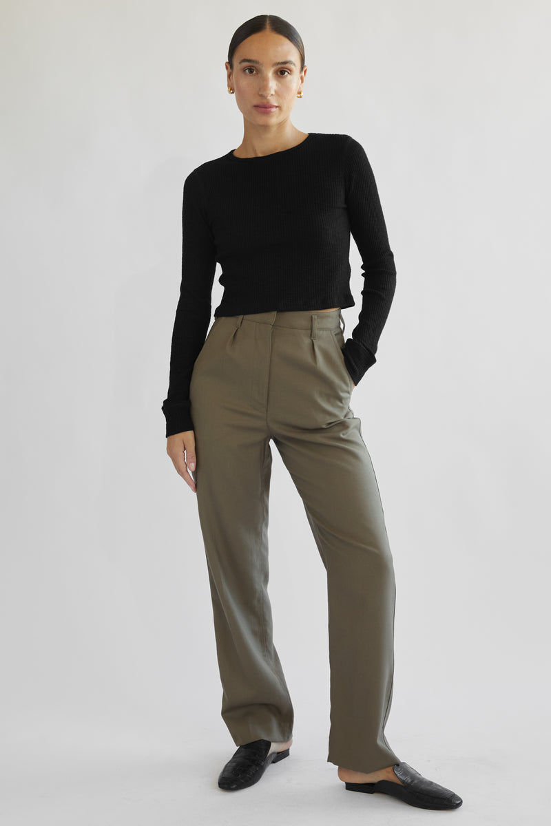Khaki High Waist Skinny Trousers | TALLY WEiJL Netherlands