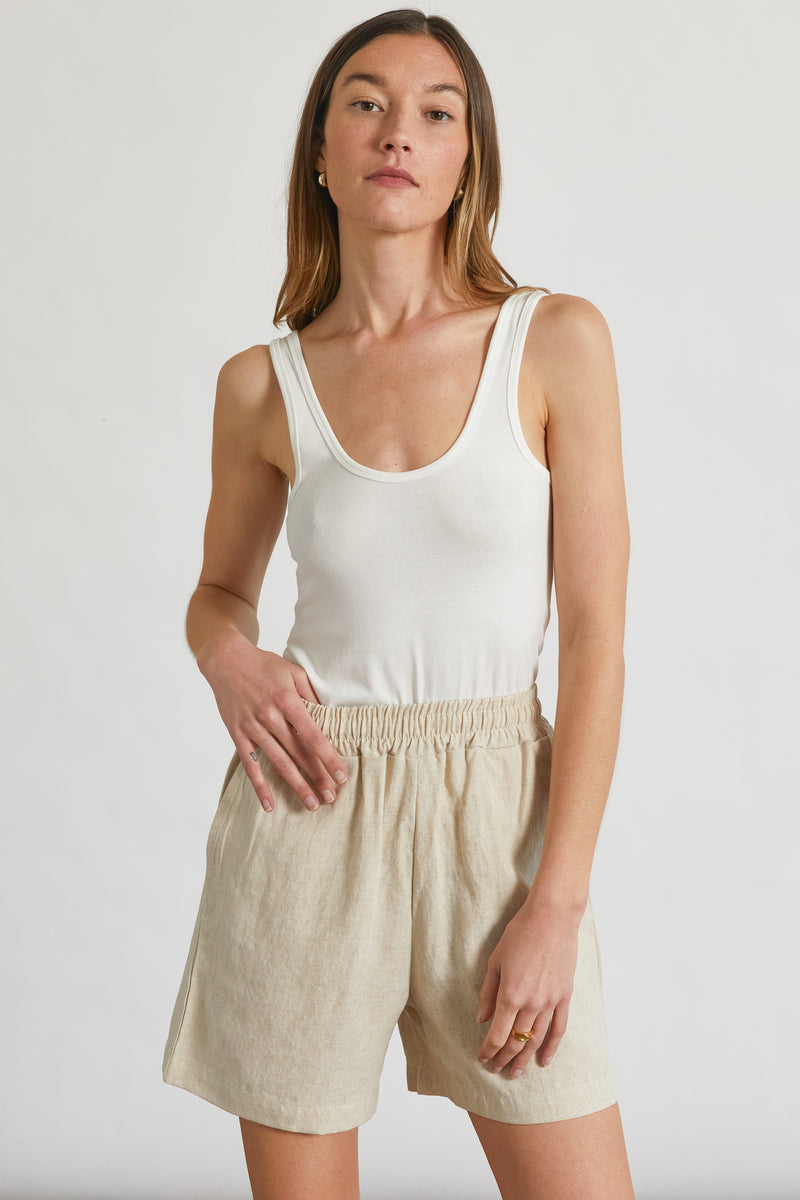 High Waisted Linen Shorts - Almina Concept 
