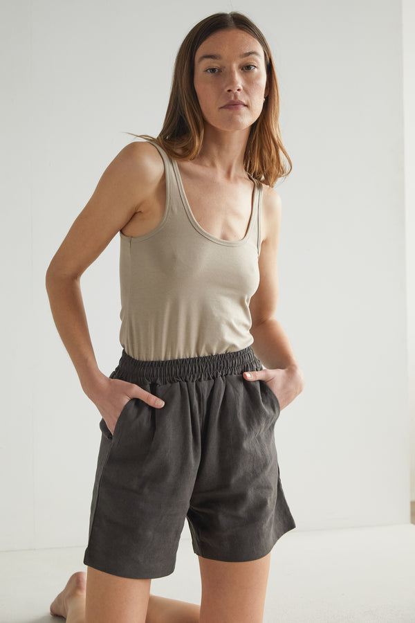 High Waisted Linen Shorts - Almina Concept 