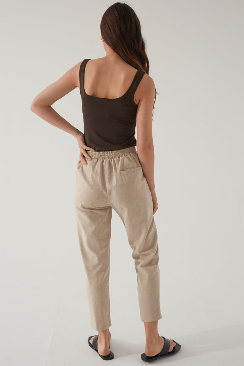 High Rise Linen Trousers | Oatmeal – Brooke & Luci