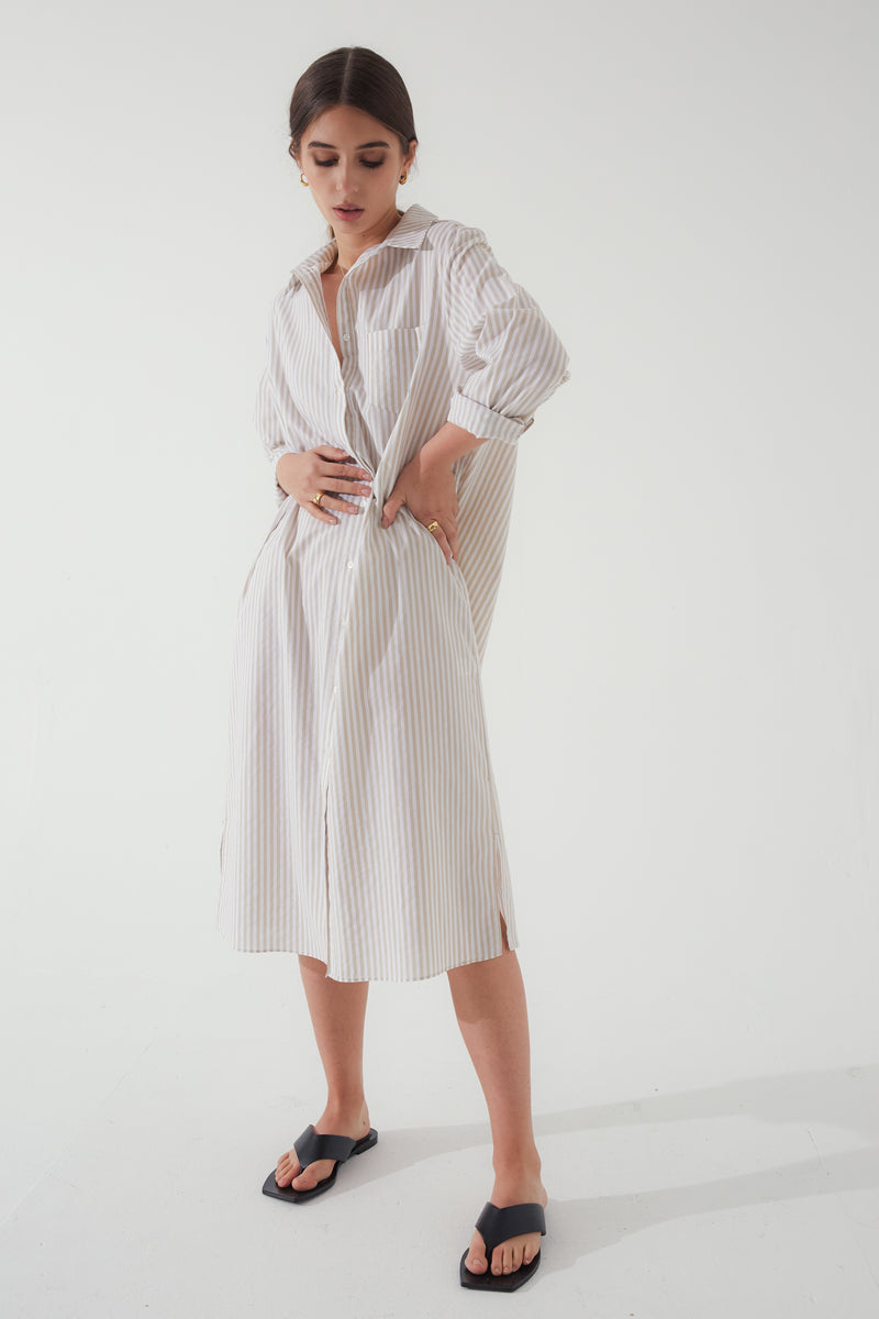 Stripe Shirt Dress - Almina Concept 