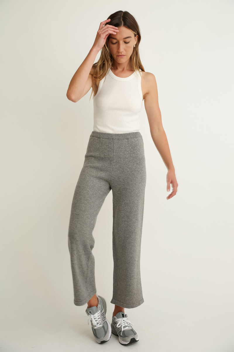 Wool Wide Leg Knit Pants - Almina Concept 