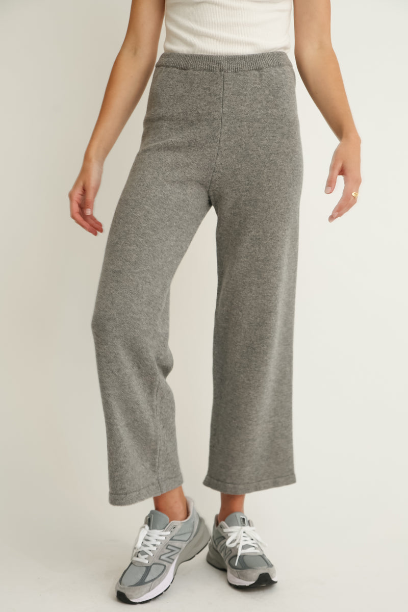 Wool Wide Leg Knit Pants - Almina Concept 