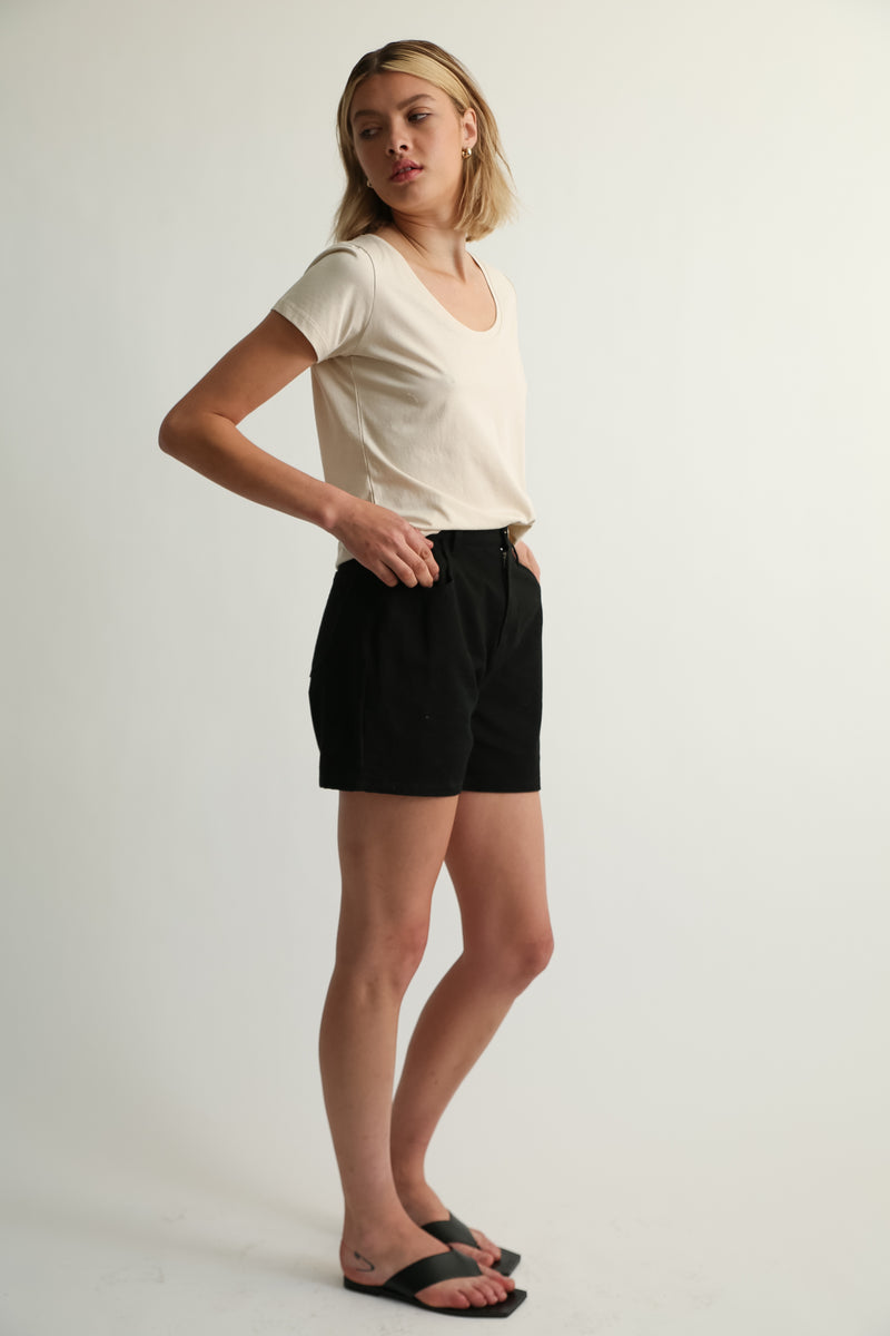Denim High Waist Shorts - Almina Concept 
