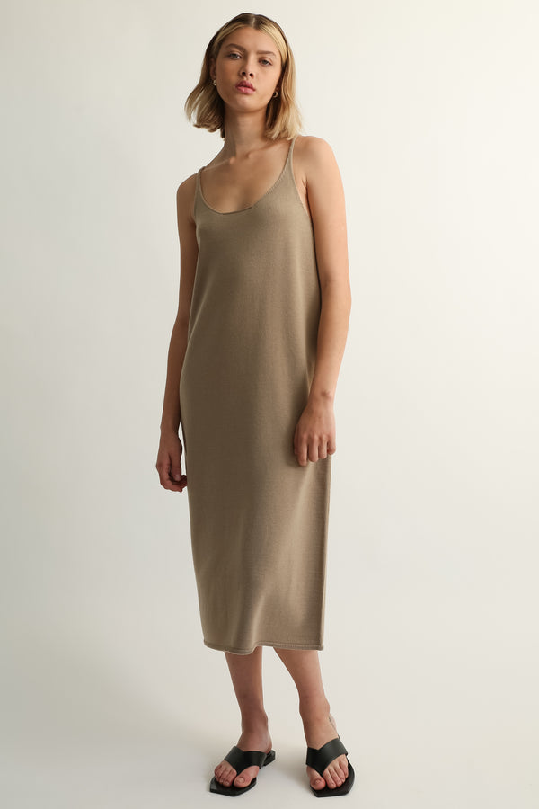 U Neck Knit Dress - Almina Concept 