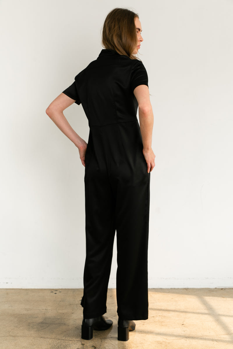 Short Sleeve Wide Leg Jumpsuit - Almina Concept 