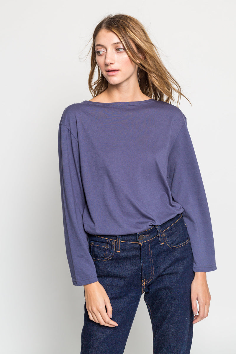 Relaxed Boatneck Long Sleeve Top - Almina Concept 